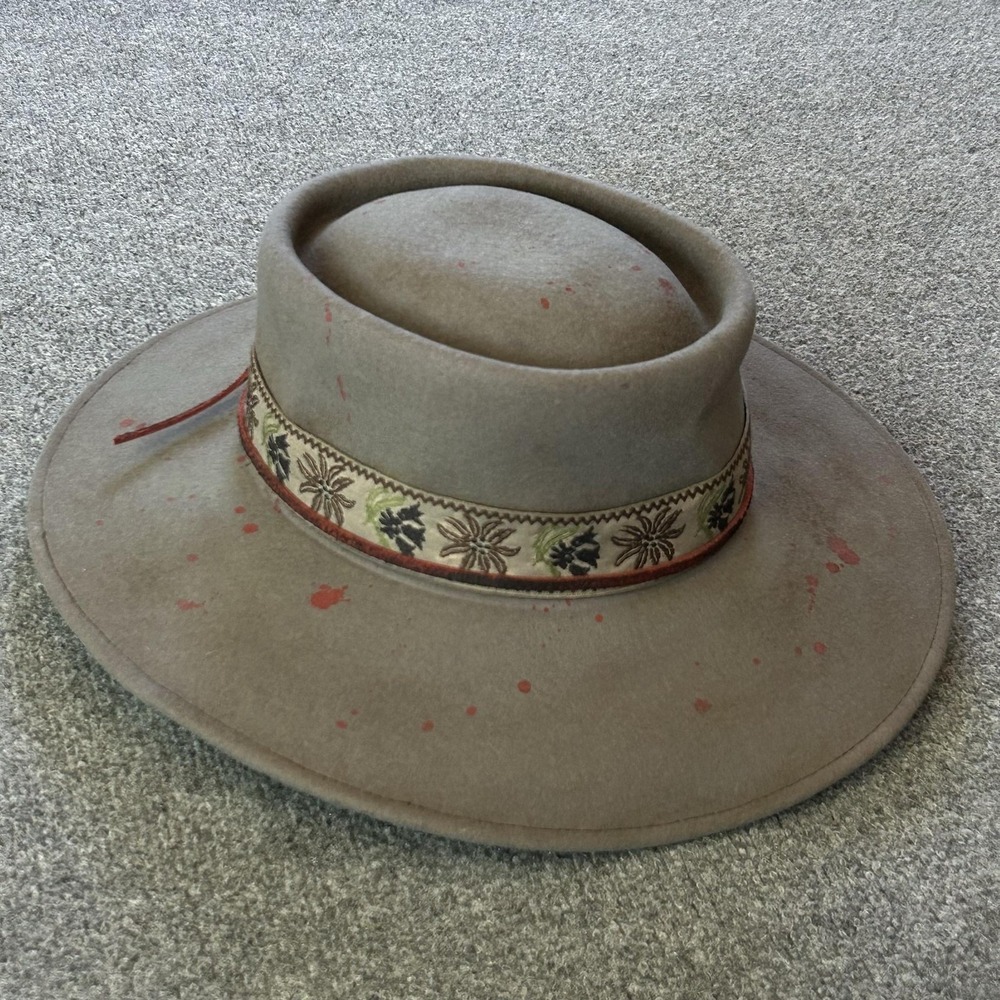 Ruediger Australian Wool Felt Outback Hat Brown Painted Western Cowboy Boho Med